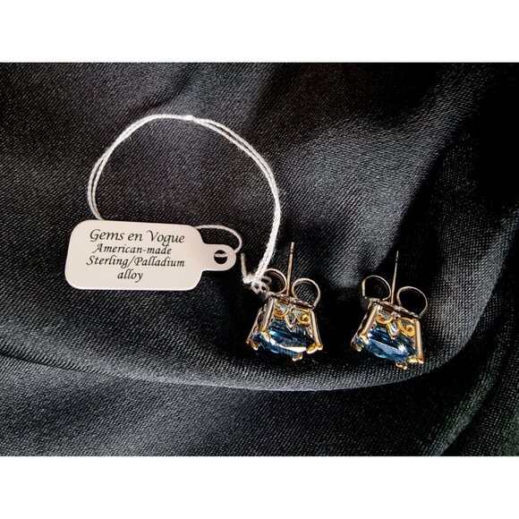 Rare Find Topaz Made In USA Sterling Silver Palladium Alloy Square Earrings - Picture 3 of 5